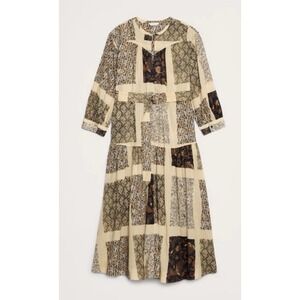 Banana Republic Patchwork Maxi Dress in Cream, Olive & Black